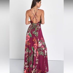 2xl maroon floral maxi dress